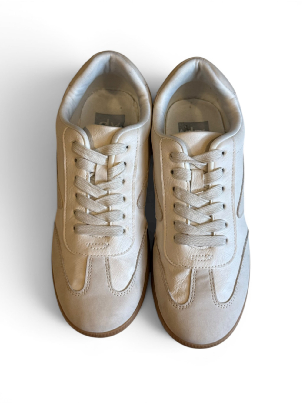 Dolce Vita Women's Quantum Beige Leather Sneakers Gum Sole Sz 8 Casual Trainer - Picture 4 of 9